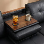 Sectional Couches for Living Room with Movable Chaise & Storage Ottoman - 97.5" Leather L Shaped Couches for Living Room Apartment, Home Modular Sectional Sofas with Cup Holder, Black