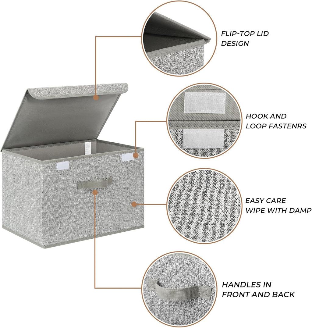 GRANNY SAYS Closet Storage Bins, Storage Boxes with Lids, Clothes Organizing Bins, Lidded Baskets for Toys, Clothing, Gray, Extra Large, 2-Pack