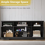 Farmhouse TV Stand for 65/60/55 Inch Tvs, Rustic Entertainment Center with LED Lights and Power Outlets, Modern Media Console Table, Wood Television Furniture for Living Room, Bedroom, Black