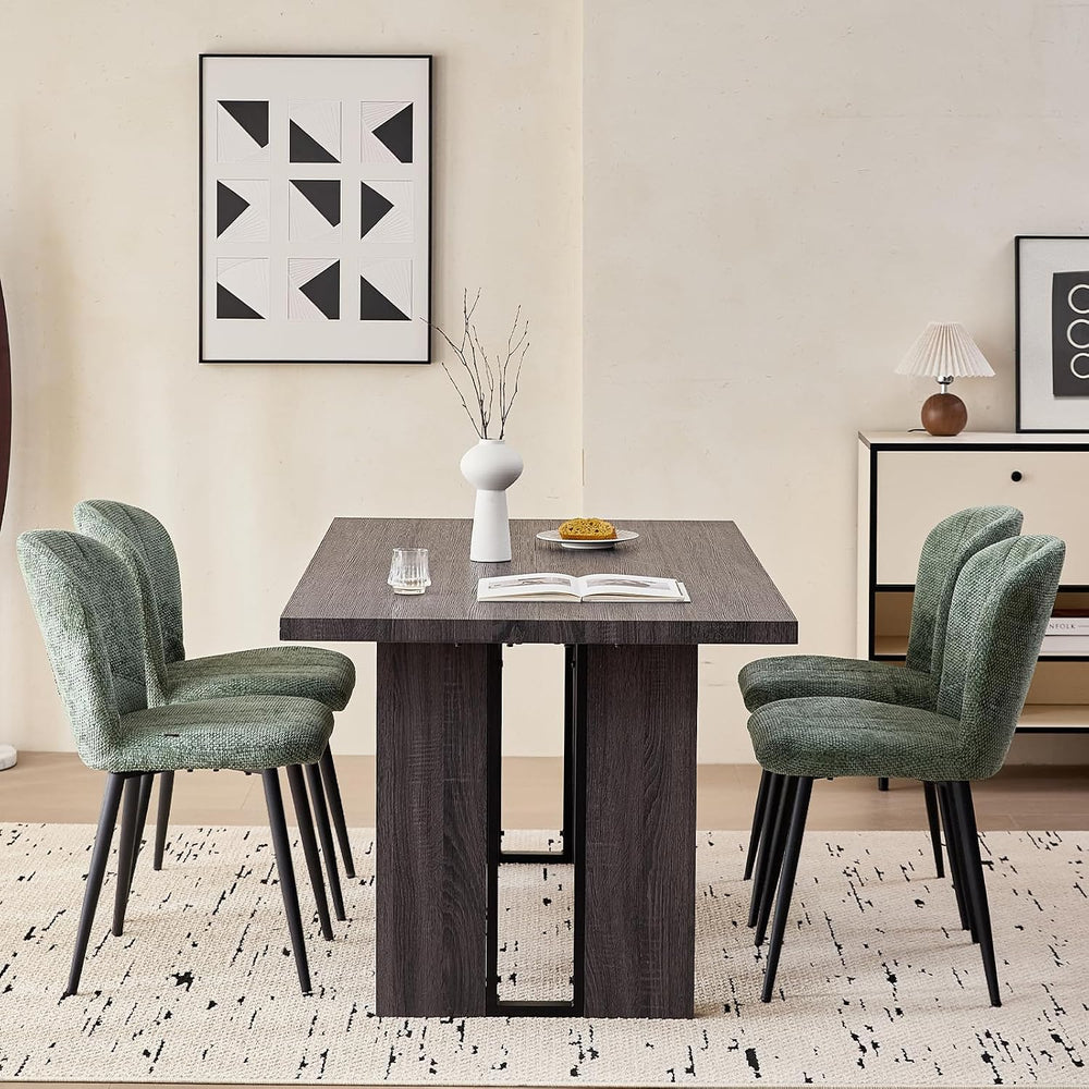 Green Chenille Dining Chairs Set of 4 Accent Chair for Kitchen | Modern Uphol...