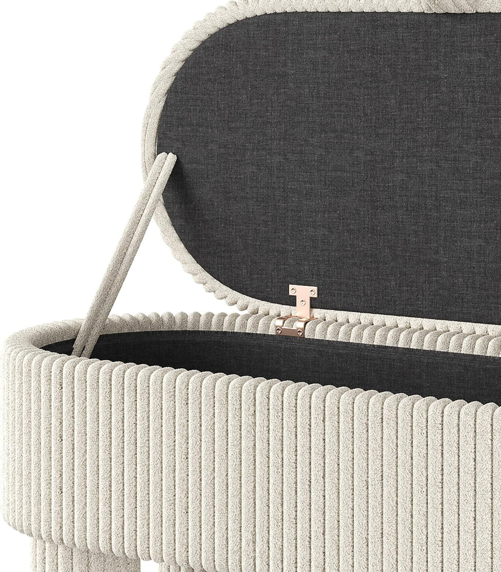 Merax Modern Storage Ottoman, Corduroy Upholstered Bench with Cylinder Legs, ...