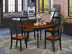 East West Furniture MZDA5-BCH-W 5 Piece Dining Room Furniture Set Includes a Rectangle Kitchen Table with Dropleaf and 4 Dining Chairs, 36x54 Inch, Black & Cherry