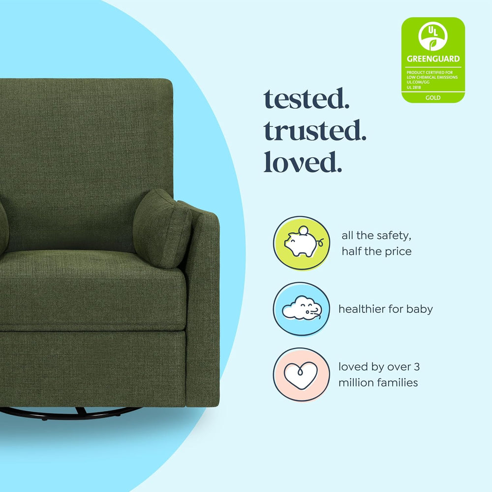 Carter's by Davinci Ethan Swivel Recliner in Performance Forest Green Lin...