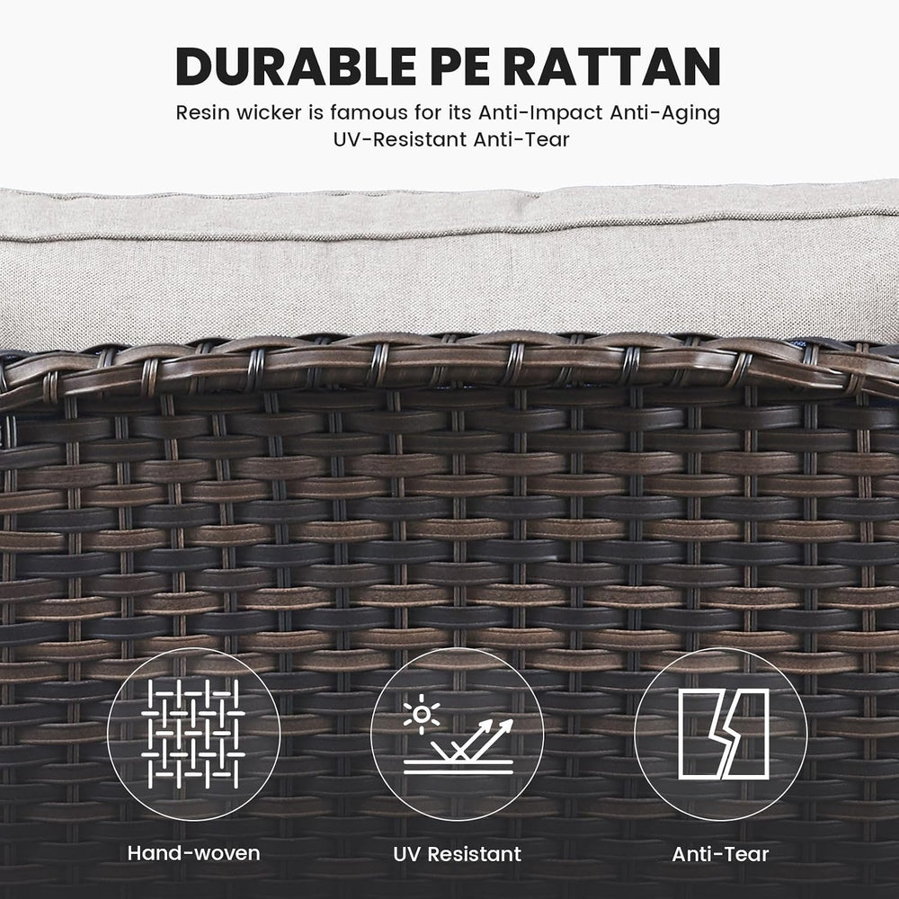 Belord Outdoor Furniture Set Patio Wicker Chairs, 3 Peices Porch Rattan Furni...