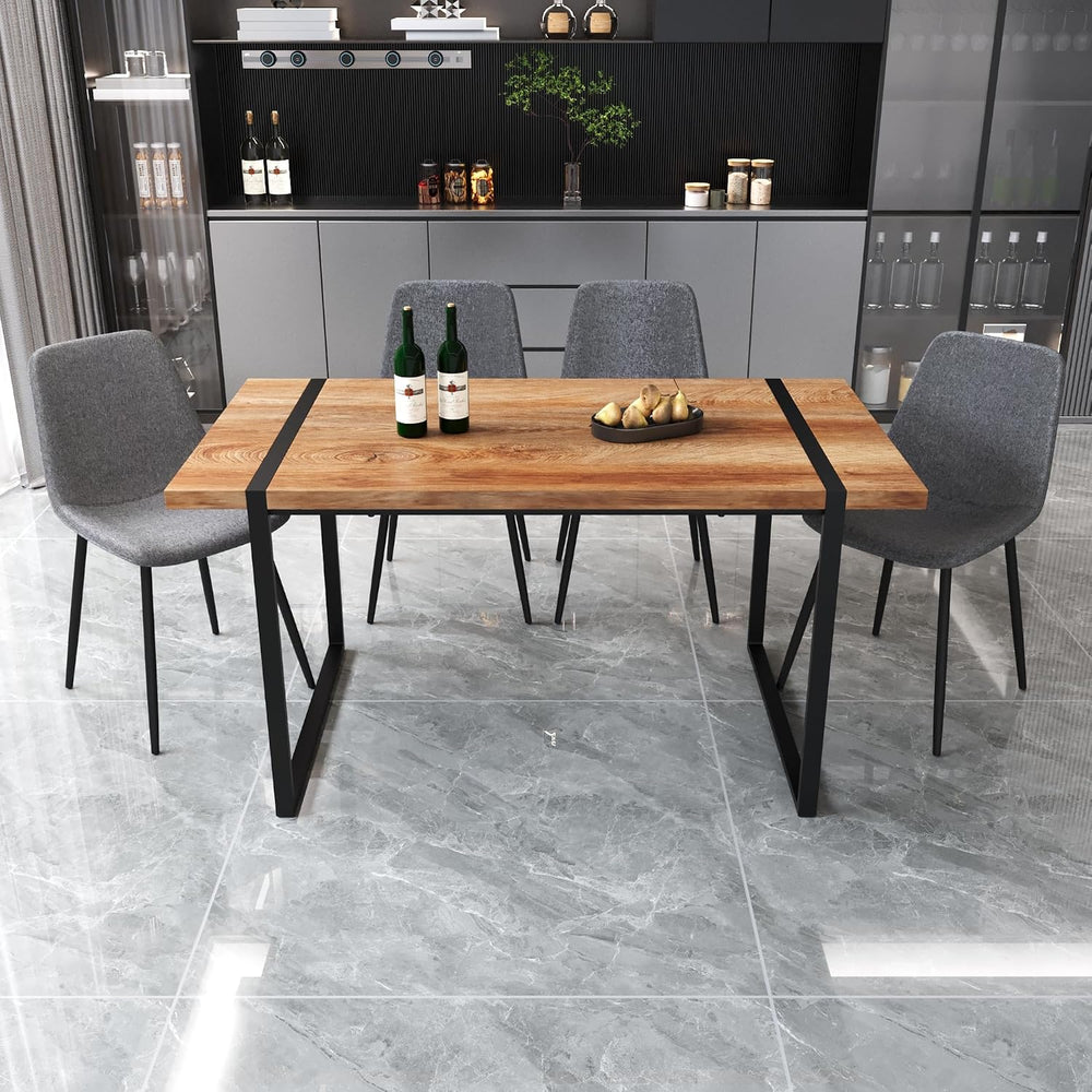 Modern Dining Table Set for 4, Wooden Kitchen Table and Chairs Set,5 Piece Di...