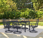 Outdoor 360° Swivel Rocking Chairs Set of 2, All Iron Mesh Patio Rocker Chairs, Electroplated Anti-Rust Heavy Duty Metal Swivel Dining Chairs with Curved Armrest for Porch, Deck, Backyard, Garden