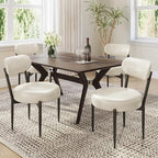 Upholstered Dining Chairs Set of 4, PU Leather Dining Room Chairs with Sturdy Metal Legs, Kitchen Chairs for Dining Room/Kitchen/Restaurant/Hotel, Modern Style, White