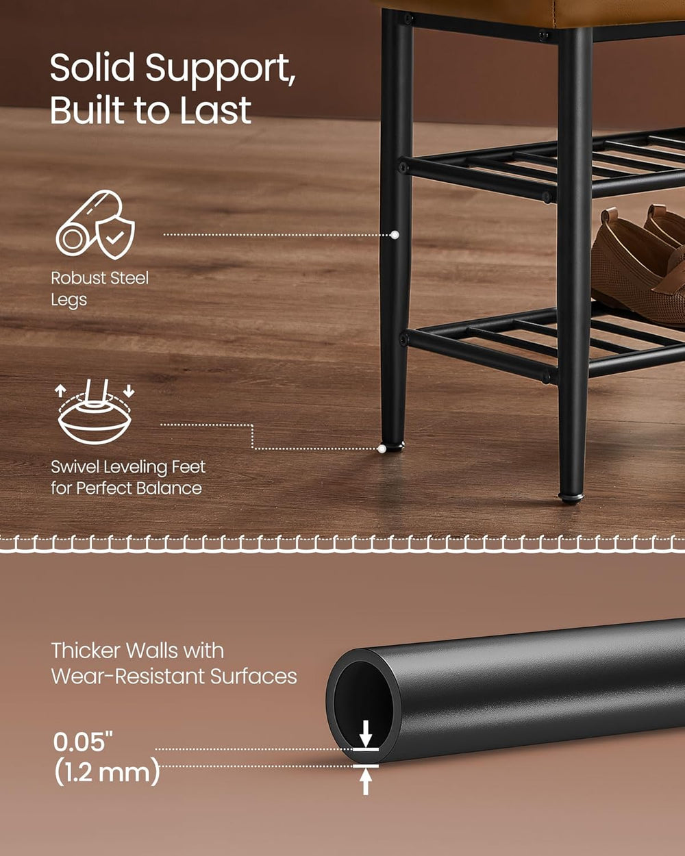 VASAGLE EKHO Collection - Shoe Rack Bench, Storage Bench for Entryway, Synthe...