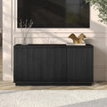 Henn&Hart Fluted TV Stand for TVs up to 55" with 3 Swing Out Ribbed Doors and Adjustable Shelves for Living Room, Family Room, or Office, Natural Black