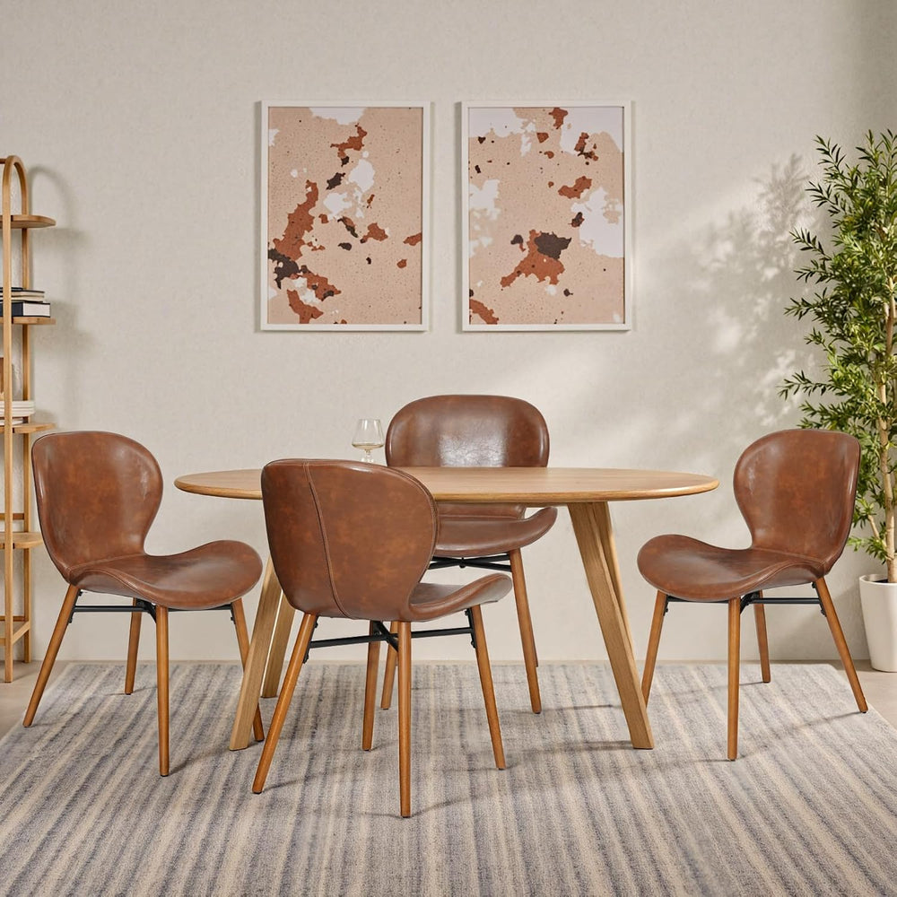Modern Dining Chair Set of 4, Dining Room Chairs with Thick Cushions | Faux L...
