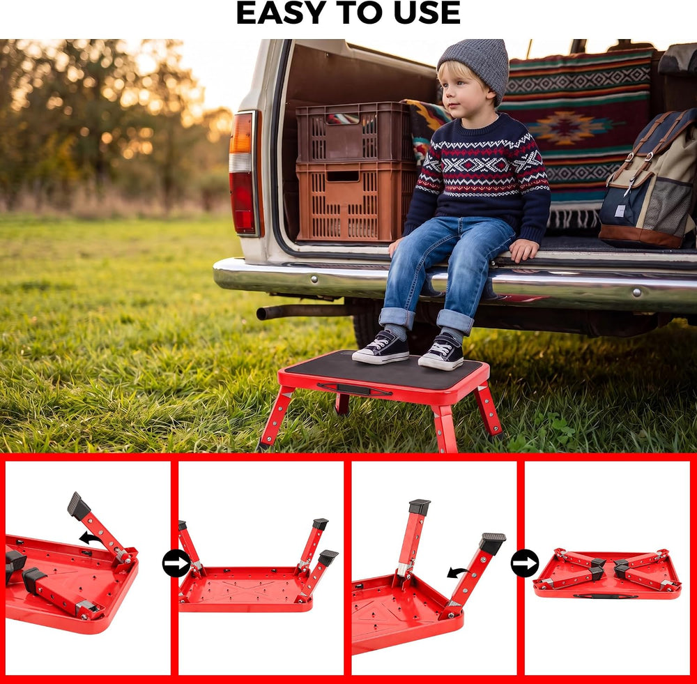 Safety RV Steps Stool, Folding Adjustable Step Stool, Max 500LBS