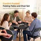 VINGLI 5-Piece Padded Folding Card Table and Chairs Set, Black
