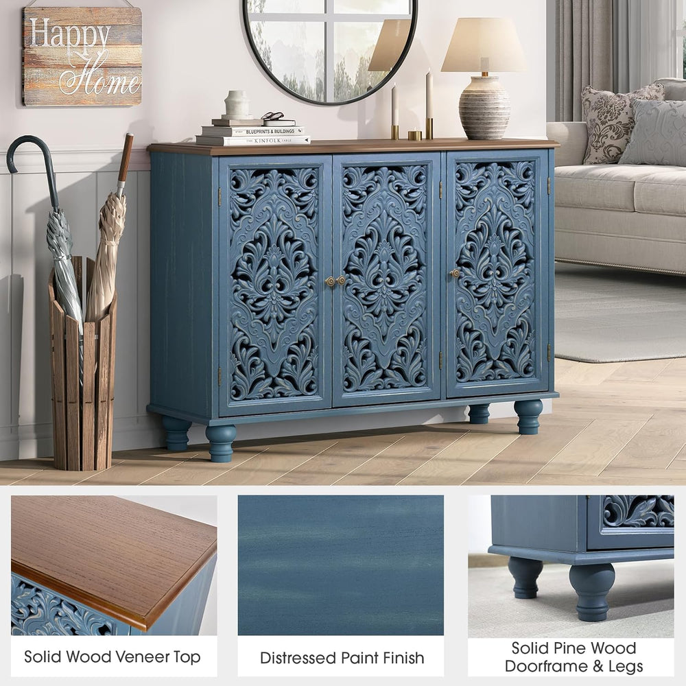 Jiansu furni Sideboard Buffet Cabinet with Storage, Accent Cabinet with 3 Doo...