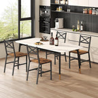 Dining Chair Set of 2, Rustic Wooden Kitchen Chairs with Backrest, Farmhouse Dining Chairs for Kitchen, Industrial Style Chair with Metal Frame, Easy Assembly, Rustic Brown TBHR1001