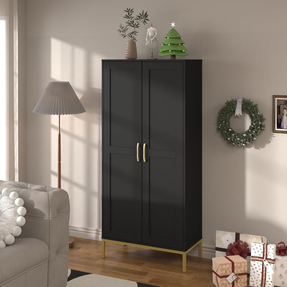 Kitchen Pantry Cabinet,Kitchen Pantry with 2 Adjustable Shelves,4 Shelf Cabin...