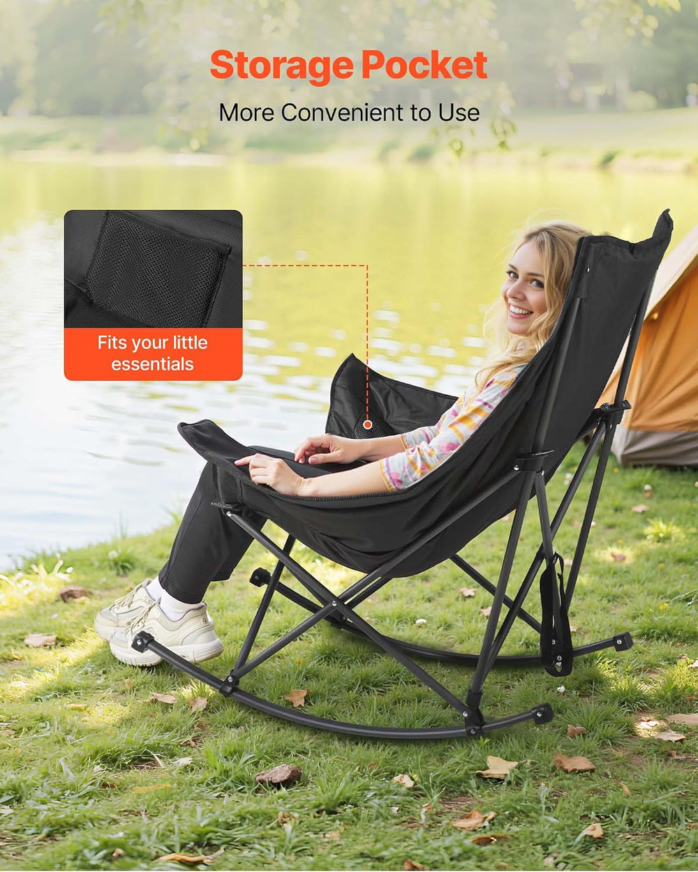 VEVOR Heated Camping Chair, 3 Heating Settings, Large-Sized Padded Folding Ro...