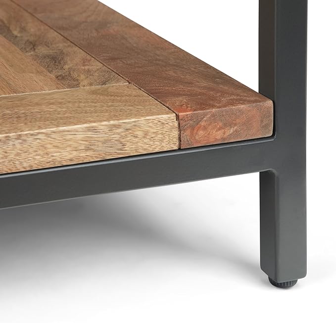 SIMPLIHOME Skyler SOLID MANGO WOOD and Metal 22 inch Wide Square Industrial E...