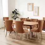 SyMax Dining Chairs Set of 8, Faux Leather Parson Dining Room Chairs, High-End Tufted Kitchen Side Chairs for Bedroom, Living Room, Brown