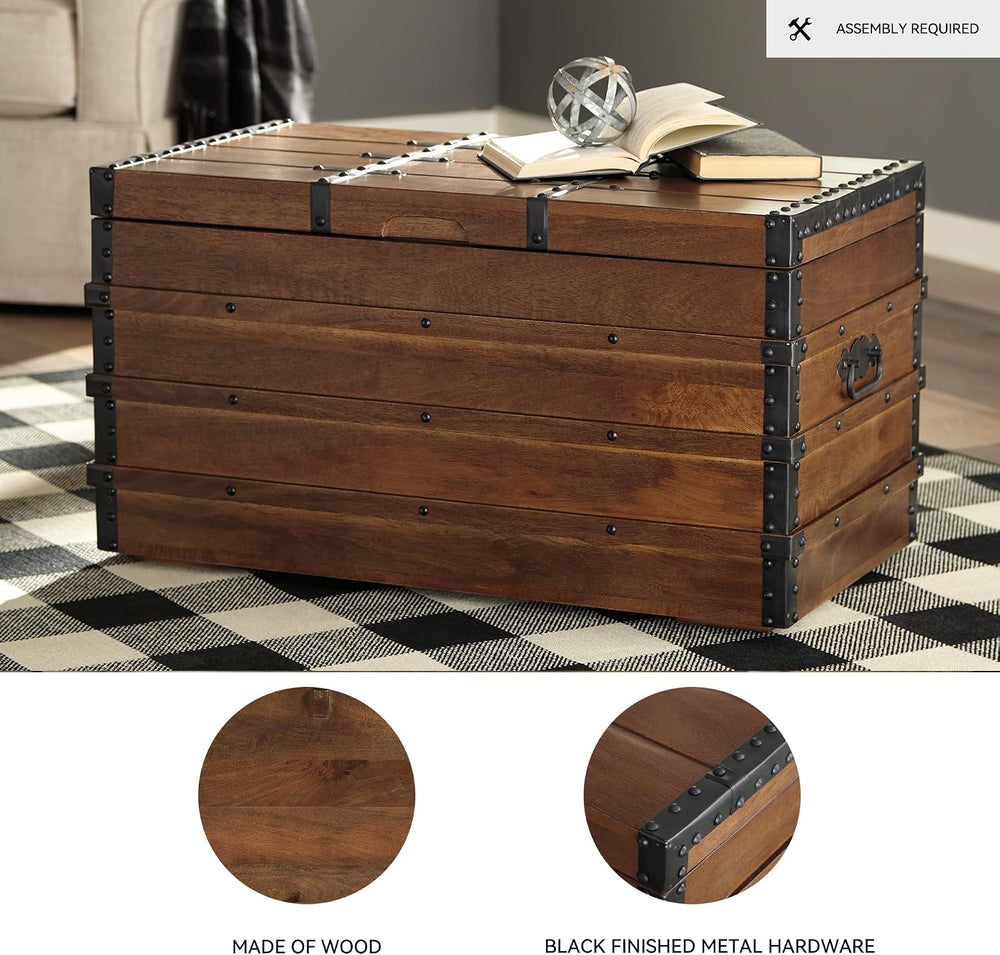 Signature Design by Ashley Storage Trunk Coffee Table, Brown, Kettleby | Coff...