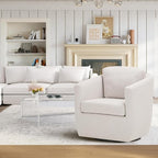 COLAMY 360° Swivel Accent Chair Set of 2 with Pillow, Living Room Armchair No-Sag Foam & Sturdy Metal Base, Fully Assembled Swivel Single Sofa for Bedroom Living Room, Reading Room, Beige