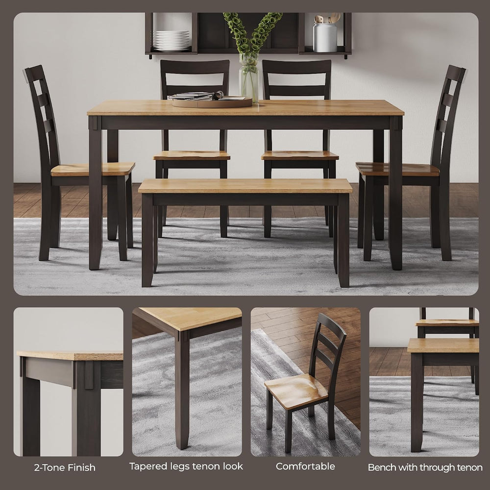 Signature Design by Ashley Gesthaven 6-Piece Dining Table Set with Bench | Tw...