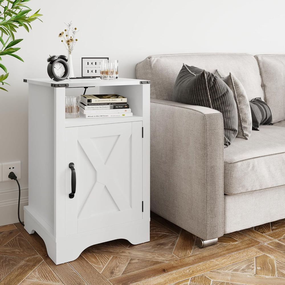 RoyalCraft Farmhouse Nightstand, White End Table for Bedroom | 25" Tall ...