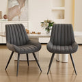 Dining Chairs Set of 2, Mid Century Modern Kitchen Chairs with Soft Cushion, Comfortable Upholstered Fabric Dining Room Chairs for Kitchen,Dark Grey