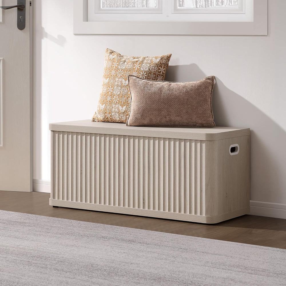 SICOTAS Storage Bench 40.2" Wide Shoe Bench with Lift Top Large Wooden S...
