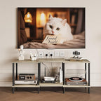 TV Stand, Entertainment Center, Industrial TV Media Console Table with Open Storage Shelves, 2 Tier TV Cabinet for Living Room, Bedroom