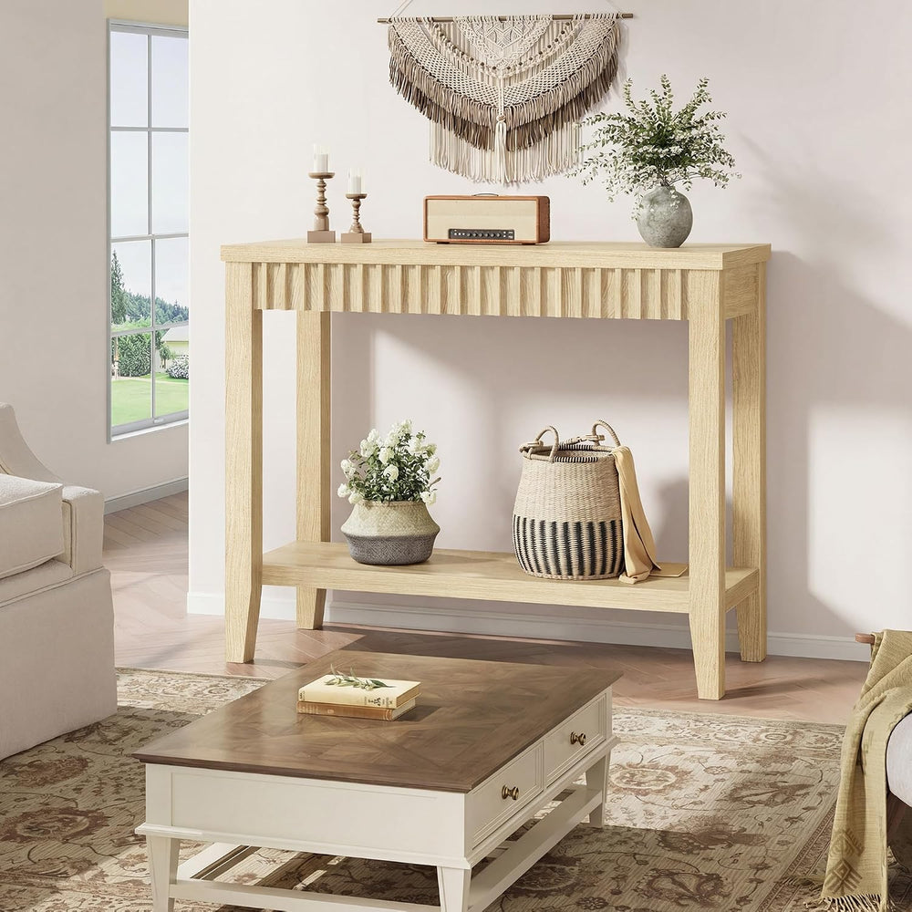 FAVOOSTY 32" Entryway Console Table with Shelves, Sofa Hallway Table wit...