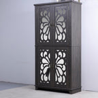 JIJIWANG Kitchen Pantry Storage Cabinet with Acrylic Mirrored Doors,Large Sideboard Buffet with Adjustable Interior Shelf,for Dining Room, Living Room, Hallway,Brown