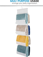 ZOBER Hanging Purse Organizer, Breathable Nonwoven Handbag Organizer, 8 Easy Access Clear Vinyl Pockets, White, 48 L x 12 W