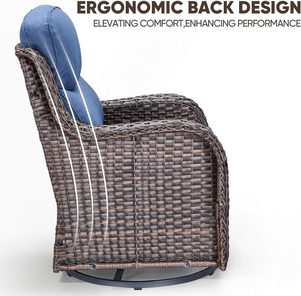 Swivel Patio Chairs sofa Set of 4 with 6" Thick Cushion - Wicker Outdoor...