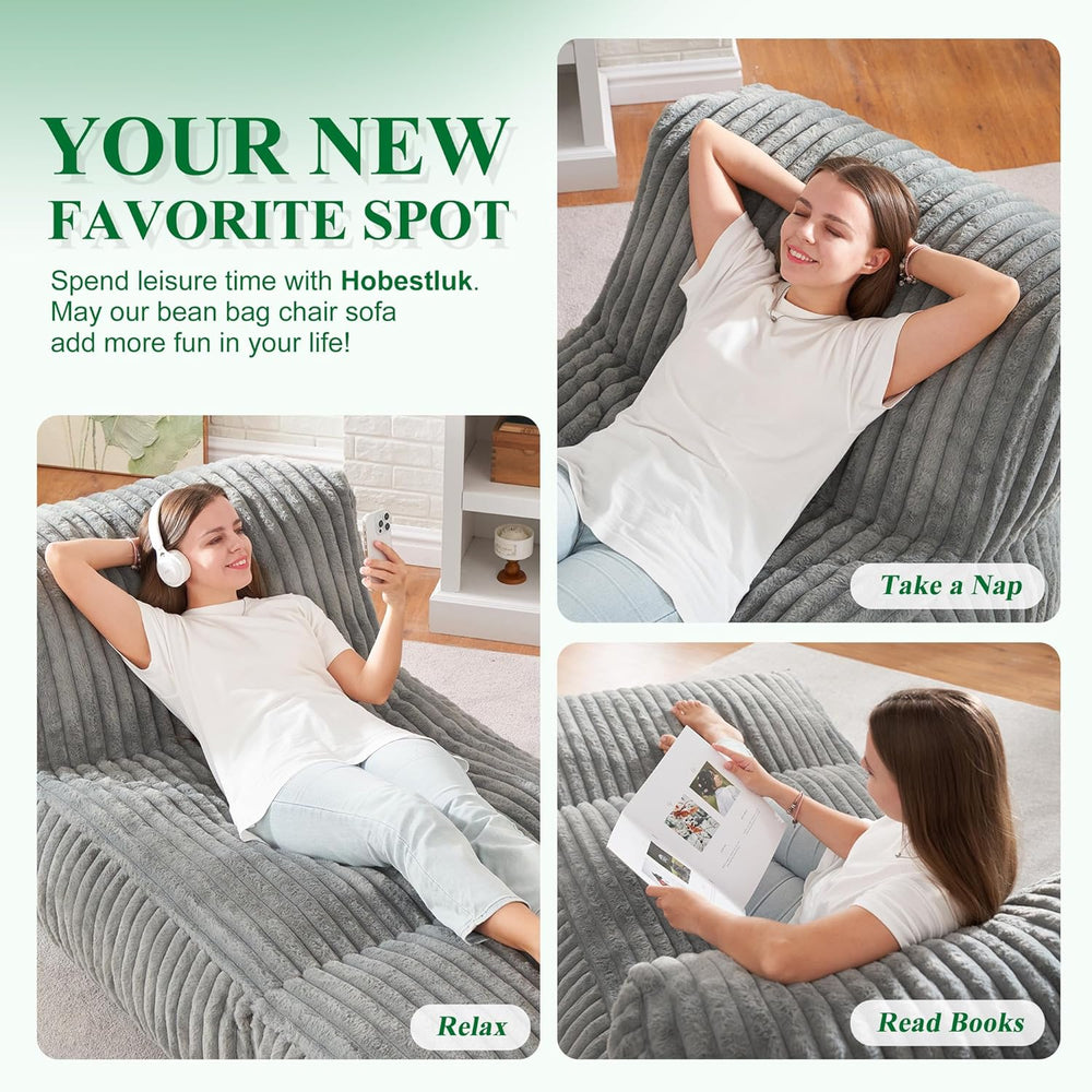 Bean Bag Chairs for Adults Giant Bean Bag Chair Memory Foam BeanBag Chair Bea...