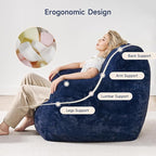 Giant Bean Bag Chairs for Adults with Ottoman, Faux Fur Boneless Chaise Couch Filler with Memory Foam,Large BeanBag Lounge Lazy Floor Sofa Accent Chair for Living Room,Bedroom & Game Rooms