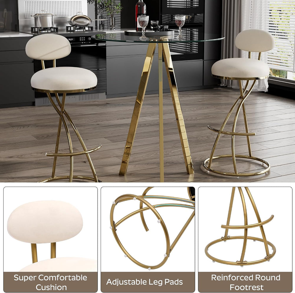 3 Piece Pub Dining Set, Modern Round Bar Table and Chairs for 2, 28" Cou...