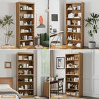 82" Wooden Book Shelf, 5 Shelf Bookcase, Modern Bookshelf with Adjustable Shelf for Home Office, Study Room, Oak