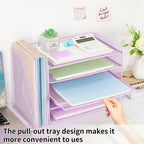 OPNICE 5-Tier Paper Organizer with Magazine Holder, Desk Organizers and Accessories, Office Desk Accessories & Workspace Organizers, Desktop File Organizer for Office Supplies Storage, Purple
