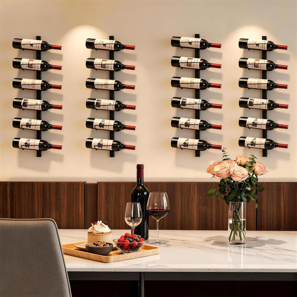 2 Pack 12 Bottle Wall Wine Rack for 24 Wine Bottles, DIY Detachable Wall Moun...