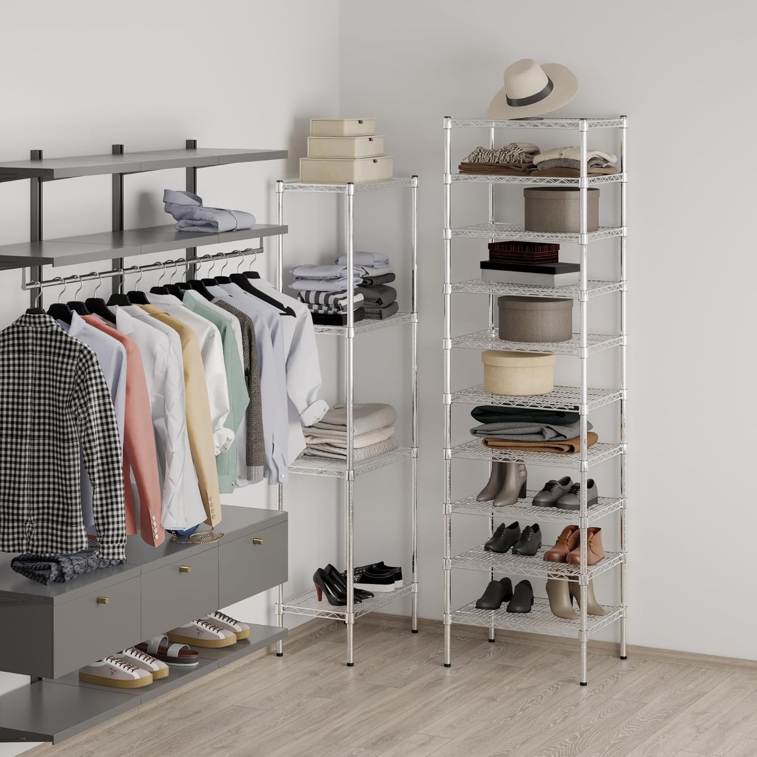 18" Deep x 24" Wide x 86" Height Wire Shelving Kit | 10-Tier | NSF Commercial Storage Rack Unit