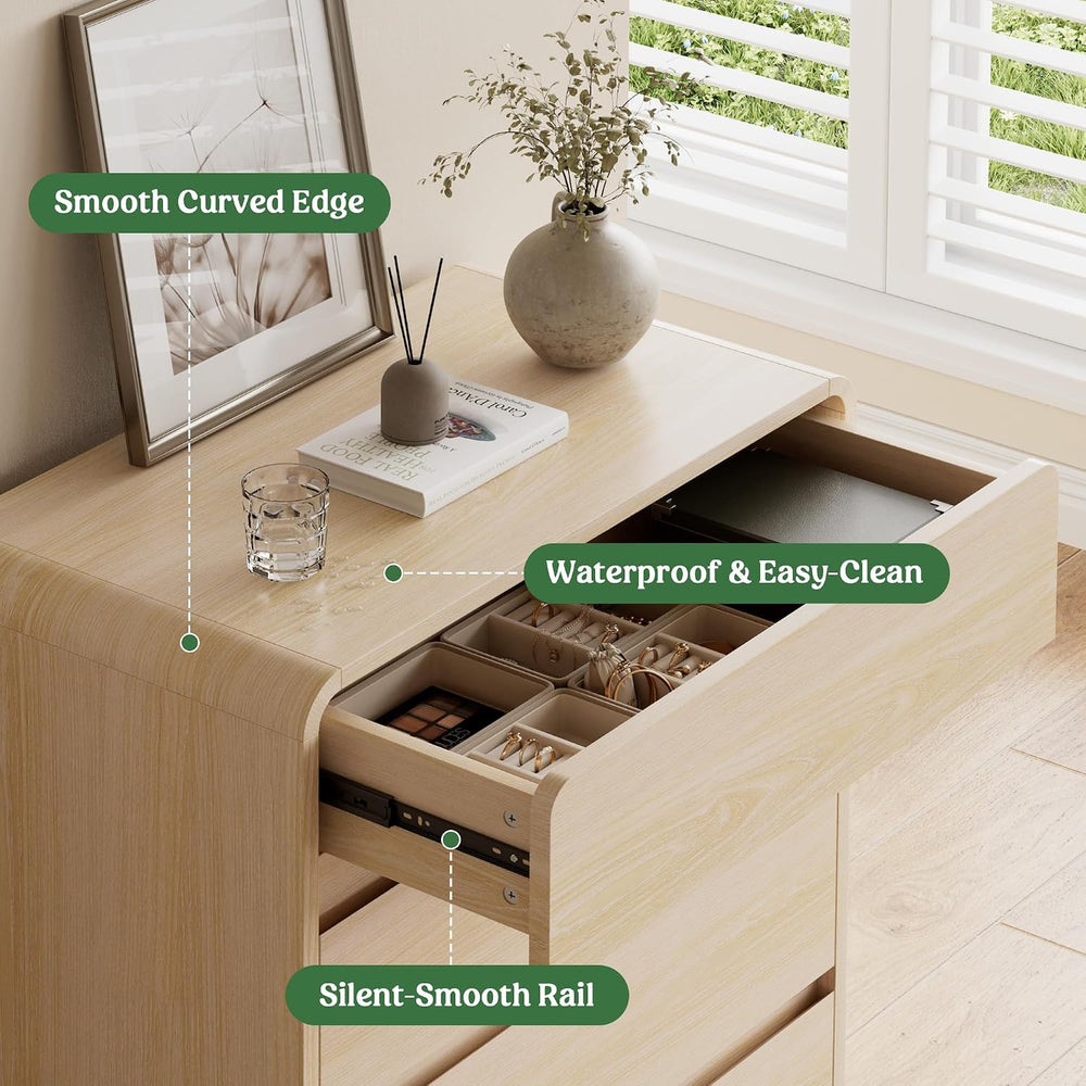 Lulive 5 Drawer Dresser for Bedroom, 41" Tall Chest of Drawers, Natural