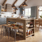 Tribesigns 55" Kitchen Island with Drawers, 2-Tier Farmhouse Wood Stationary Island Table with Storage and Open Shelf, Coffee Bar Table for Kitchen, Dining Room, Small Space, Brown