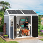 6x8 FT Plastic Storage Sheds Outdoor with Floor and Openable Window, Utility All-Weather Resin Shed Easy to Install, Large Sheds & Outdoor Storage/Tool Shed for Garden & Backyard, Gray