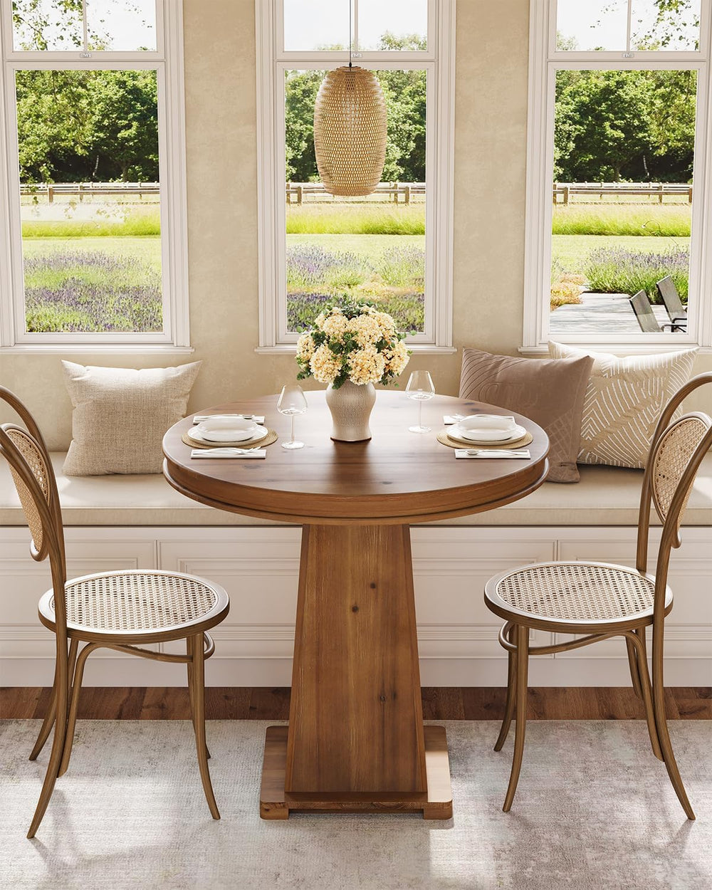 LITTLE TREE Solid Wood Round Dining Table, 31.5" Small Kitchen Table for...