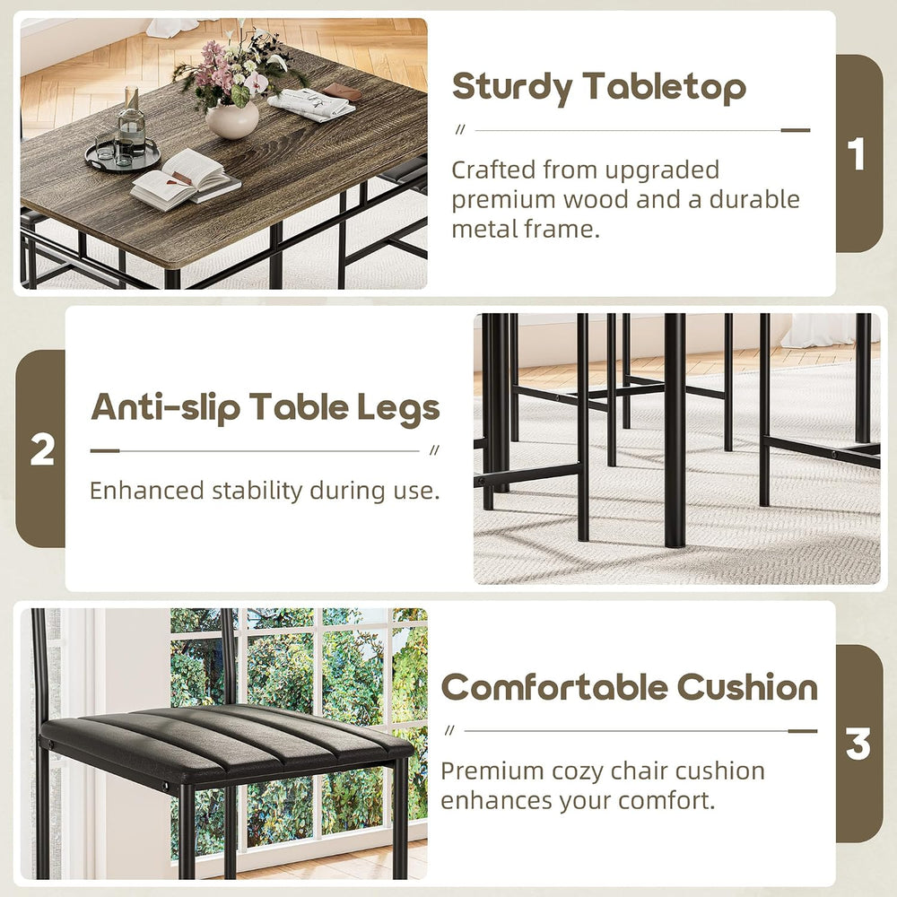 Dining Table Set for 4, Kitchen Table and Chairs for 4