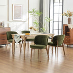 YOUNIKE Olive Green Dining Chairs Set of 6 Mid Century Modern Kitchen Chair with Back Boucle Fabric Upholstered Armless Accent Chair 20" Wide Padded Seat with Wooden Legs for Living Room Bedroom
