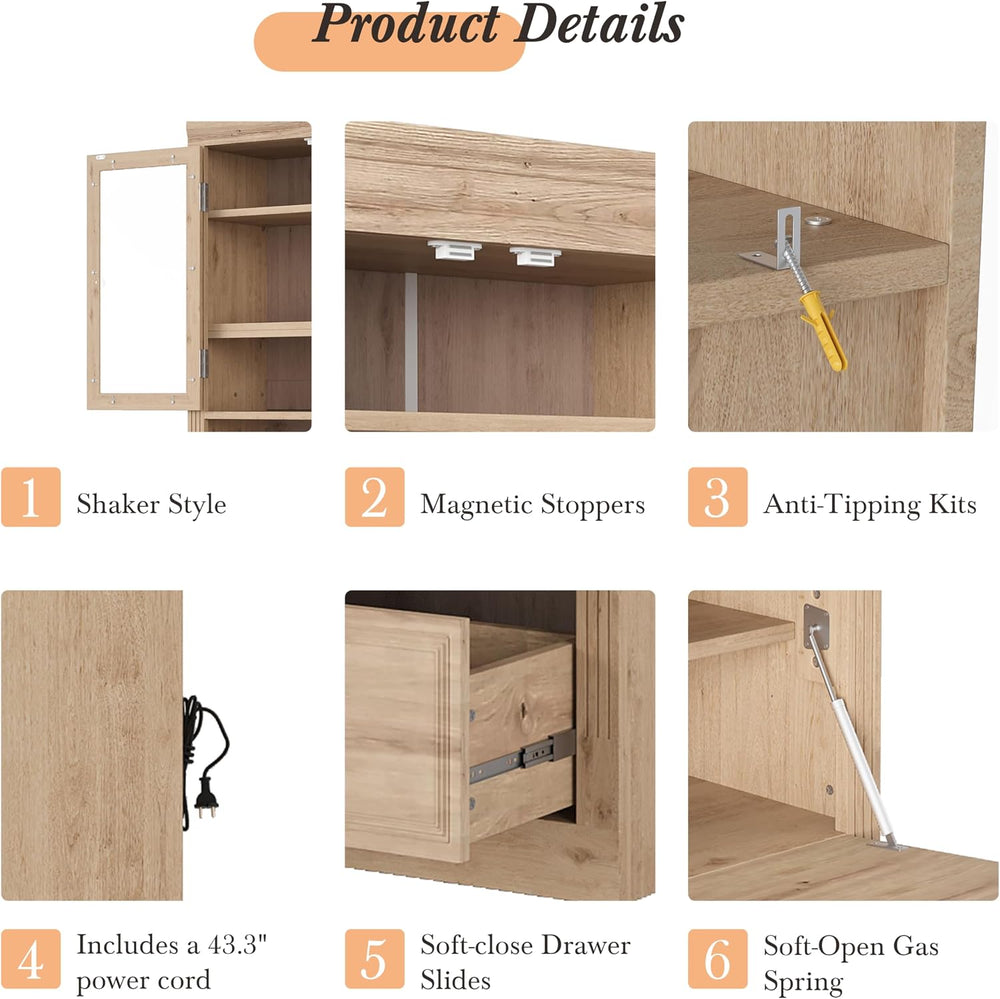 Merax 78" Pantry Cabinet with Charging Station, Farmhouse Kitchen Pantry...