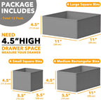 SpaceAid Drawer Organizer Clothes, 12 Pack Dresser Organizer Bins for Nursery, Closet Organization and Storage Dividers for Clothing, Baby Clothes, Underwears, Socks (Grey)
