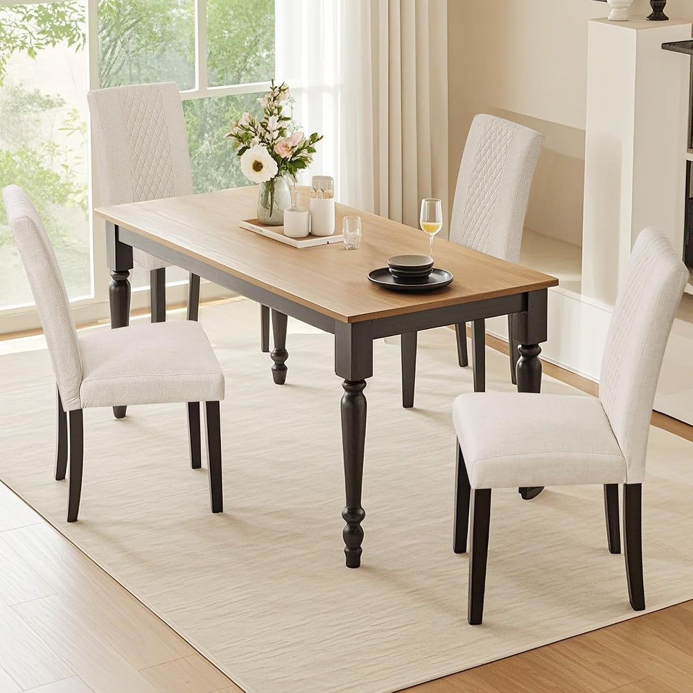 VECELO Dining Chairs Set of 2, Upholstered Fabric Wood Legs High Back for Kit...