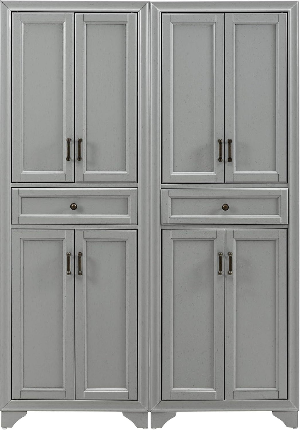 Crosley Furniture Tara 2-Piece Pantry Storage Cabinet Set with Shelves, Kitchen, Dining, or Laundry Room, Distressed Gray
